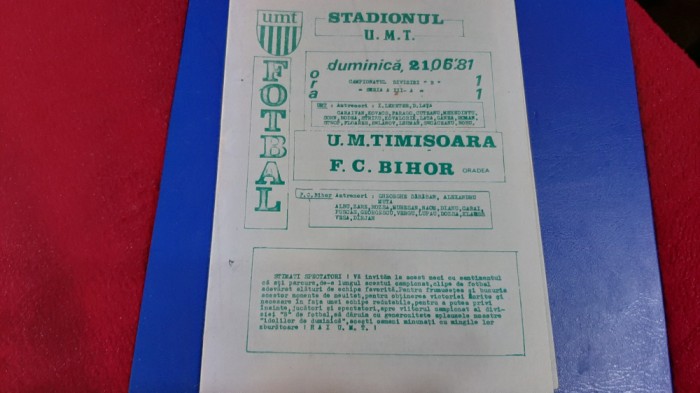 program UM Timisoara - FC Bihor