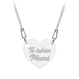 Lantisor Argint 925 Personalizat Inimioara cu Text, 45cm - Colier Argint Femei, Cadou Inedit Gravat