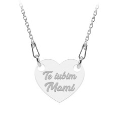 Lantisor personalizat inimioara cu text din argint 925 - 45 cm