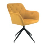 Cumpara ieftin Scaun pivotant catifea galben mustar metal negru Veleza 66x66x83 cm