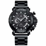 Ceas barbati Liluoke chronograf , calendar, indici luminosi, curea inox Negru