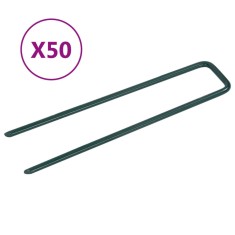 vidaXL Cuie pentru iarba artificiala, 50 buc., fier, in forma de U foto