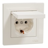 Priza simpla schuko cu capac IP20 Schneider Asfora crem EPH3100123