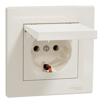 Priza simpla schuko cu capac IP20 Schneider Asfora crem EPH3100123 foto
