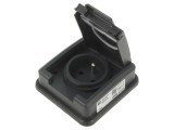 Conector alimentare AC 250VAC, 16A, IP55 - Soclu 2P+PE pentru perete