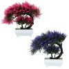 Set 2 Bonsai Artificiali Decorativi in Ghivechi, 1 Mov si 1 Roz, 28 cm