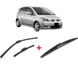 Cumpara ieftin Set 3 stergatoare Bosch Twin pentru MITSUBISHI COLT VI (Z3_A, Z2_A) din 2004 - 2012, pentru parbriz si luneta fata si spate auto, din cauciuc silicona