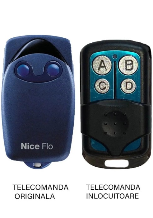 Telecomanda inlocuitoare poarta garaj Nice Flo 2 R-S cu cod programabil 1024 de combinatii si DIP-SWITCH 433.92MHz /cu functie d