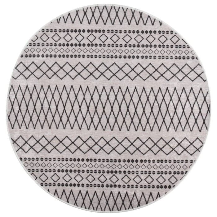 Gossi covor lavabil, negru si alb, &phi;120 cm, antiderapant