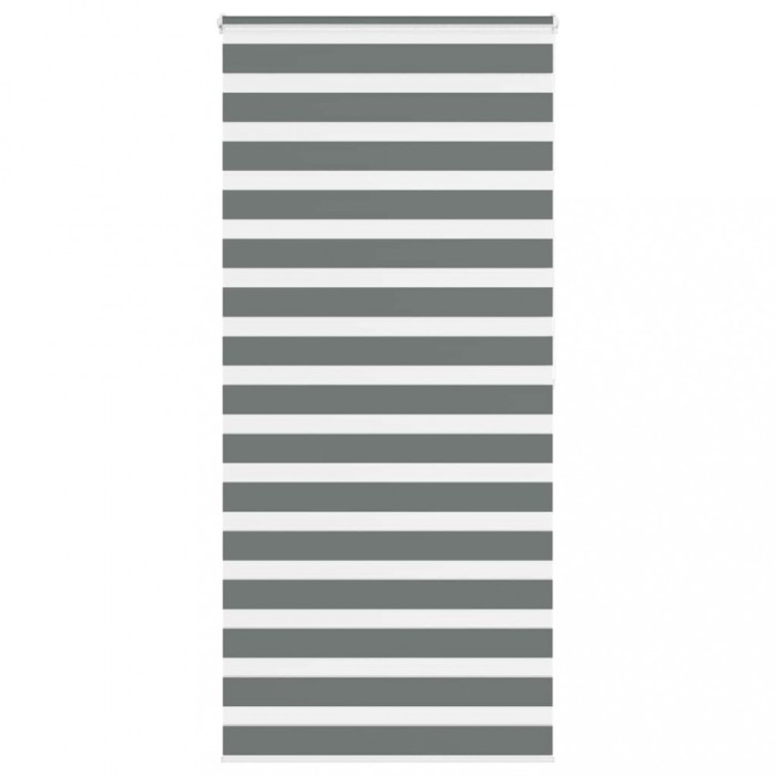 Jaluzea tip zebra gri &icirc;nchis lățime țesătură 105,9 cm poliester