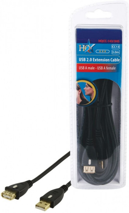 Cablu prelungitor USB A HQ HQCC-143HS / 1,8m (1613)