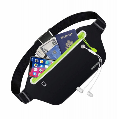 Borseta sport, universala, Tip husa, casual waist bag, Swissten negru foto