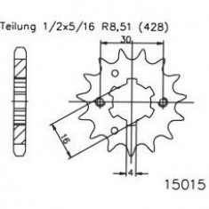 Pinion fata 13 dinti pas lant 428 – Kawasaki KD 80-100 (75-81) - BN 125 A Eliminator (98-07) - KMX 125 (91-03)