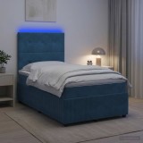 Cumpara ieftin Pat cu arcuri LED si saltea albastru 120 x 200 cm Catifea