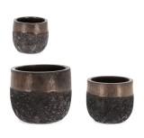 Cumpara ieftin Set 3 ghivece flori fibra sticla neagra cupru Duyen 21x19 cm, 27x24 cm, 36x31 cm