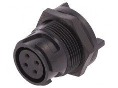 Conector circular soclu mamă 4 pini Buccaneer 4000 aurit THT