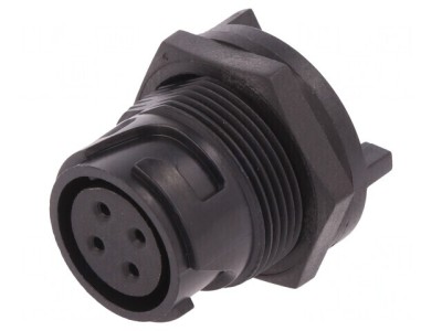 Conector circular soclu mamă 4 pini Buccaneer 4000 aurit THT foto
