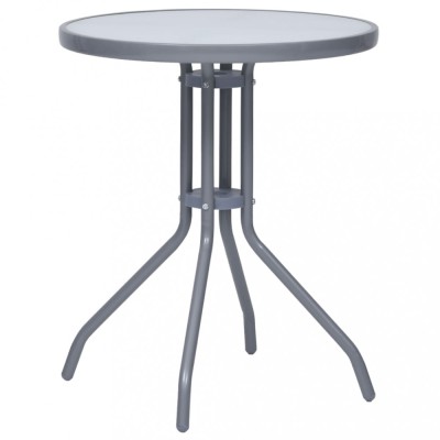 vidaXL Masă de grădină, gri deschis, 60 cm, oțel și sticlă 312213 foto