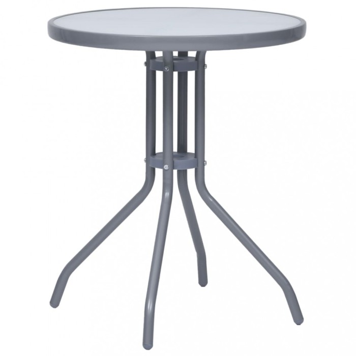 vidaXL Masă de grădină, gri deschis, 60 cm, oțel și sticlă 312213