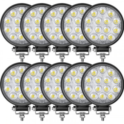 10 Proiectoare LED auto offroad 42W 12V-24V, 3080 lumeni, rotund foto