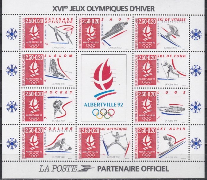Franta 1991 - Jocurile Olimpice - Albertville, Bloc, MNH