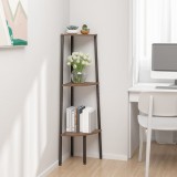 Raft Colt 3 Nivele vidaXL Maro Deschis/Negru 45.5x31.5x120 cm Biblioteca Etajera Depozitare Carti, Plante, Decor