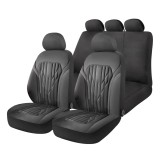 Huse auto universale pentru scaune fata si spate set complet 9 piese SC21 AMiO 04621, negre, pentru autoturisme, compatibile cu airbag