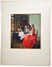 vtg Art Print din 1903 VAN der MEER van DELFT - Fata cu paharul de Vin