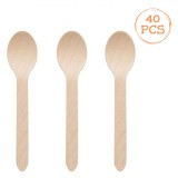 Lingurițe De Unică Folosință, Green, Lemn, Lungime 16cm, Set 40 Bucăți, Oem
