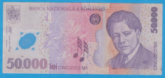 (1) BANCNOTA ROMANIA - 50.000 LEI 2001, POLYMER, PORTRET ENESCU, STARE BUNA foto