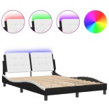 Cumpara ieftin Cadru de pat cu LED fara saltea, Zadar, negru si alb, 140x200 cm