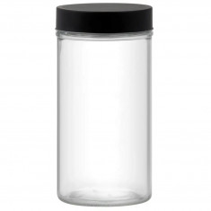 Recipient cu capac Milos Round, Domotti, 9.8 x 22.3 cm, 1.3 L, sticla/inox, transparent/negru