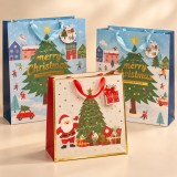 Set 3 Pungi Cadou Mari de Craciun, cu Etichete pentru Dedicatie, Modele Asortate