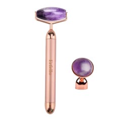 Amethyst Roller 2in1 cu Vibratii ERFELLO pentru masaj facial si corporal, Tratament facial, Amethyst Quartz