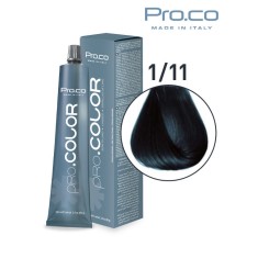 Vopsea de par profesionala PRO.COLOR 100 ml - Pro.Co - 1/11 NEGRU ALBASTRUI