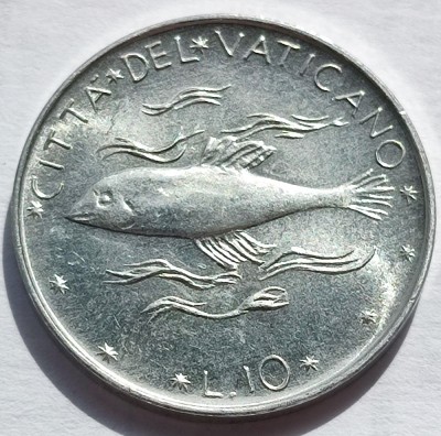 253. Moneda Vatican 10 lire 1976 foto