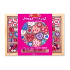 Melissa and Doug - Set margele din lemn Inimioare Deco