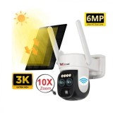 Cumpara ieftin Camera de supraveghere cu incarcare solara WIFI, SUPER 3K 6MP Dual Lens, 10X ZOOM, Control din aplicatie, Detectare miscare, Comunicare bidirectionala, Taggo