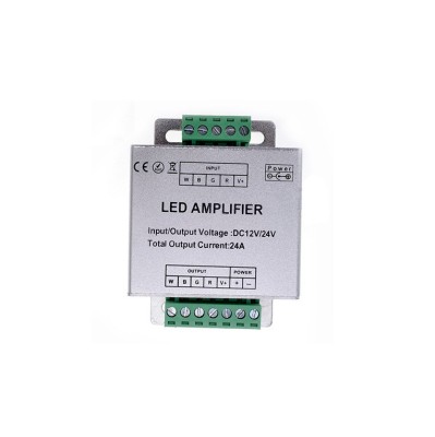 Amplificator pentru banda LED RGB RGBW, DC 12V-24V, 24A, A424 foto