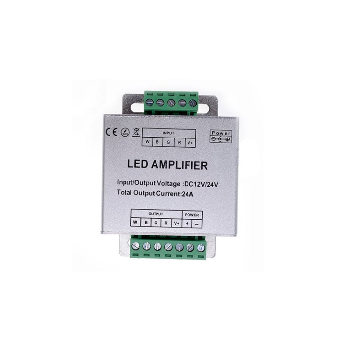 Amplificator pentru banda LED RGB RGBW, DC 12V-24V, 24A, A424