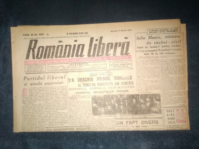 ZIAR ROMANIA LIBERA 6 MARTIE 1946