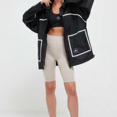 adidas by Stella McCartney geaca femei, culoarea negru, de tranzitie, oversize