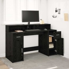 vidaXL Birou cu sertar Stejar negru 140 x 55 x 91 cm Lemn compozit 3365612