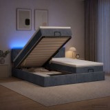 Cumpara ieftin Pat Ottoman cu Saltea si LED Gri inchis 180 x 200 cm Catifea
