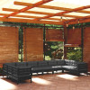 Set mobilier gradina cu perne, 10 piese, negru, lemn de pin GartenMobel Dekor, vidaXL