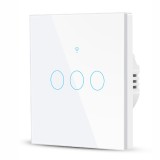 Intrerupator Smart cu Touch Rovo FN3C, 3 canale, Sticla Securizata, Tuya, Life Smart, RF 433MHz, Alexa si Google Assistant, fara nul, Generic