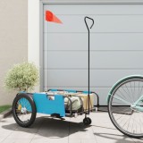 vidaXL Remorcă bicicletă, albastru și negru, țesătură oxford și fier