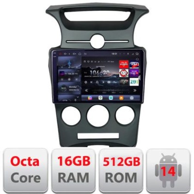 Navigatie Kia Carens 2006-2012 clima automata Android radio gps internet 8 core QLED 2K 16+512 360 Edotec CarStore Technology foto