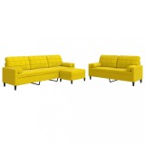 Cumpara ieftin Set de canapele cu perne/rulouri, 3 piese, galben, catifea