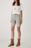 Medicine pantaloni scurti jeans femei, culoarea gri, neted, medium waist